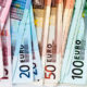 euro banknotes in a row