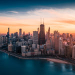 Photo of a dramatic sunset, featuring Downtown Chicago.