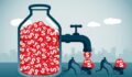 BCRED caps repurchase requests: feature or bug? dollars in a class jar coming out of a tap