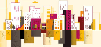 Graphic of buildings showing cracks.