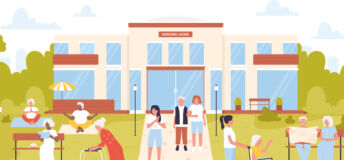 Illustration depicting a nursing home.