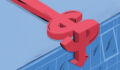 Graphic of a dollar symbol with an arrow pointing downward.