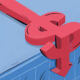 Graphic of a dollar symbol with an arrow pointing downward.