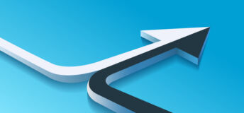 Two 3d arrows merging. Black and white arrow merger partnership joining merging revival conjunction concept, abstract 2 line motions joining alliance vector illustration