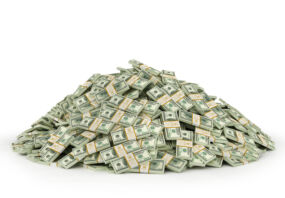 Stacks of Hundred US Dollars. 3d illustration
