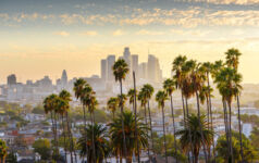 Oaktree comes up short on ninth real estate opportunity fund Photo of Downtown Los Angeles at sunset.
