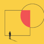 Liquidity: Why continuation vehicles offer a potential mismatch a silhouette of a person stands before a giant square that is overlapped by a circle, their overlap coloured in red