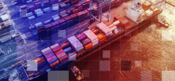 A container ship in dock for the Private Markets 2030 deglobalisation theme