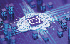 Is AI a bubble or is it a tech transformation? Visualization of an AI-backed computer chip.