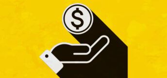 Illustration of a hand catching a coin.