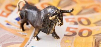 Bull statuette on 50 euro notes.