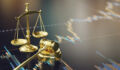 Fried Frank: Fund finance 3.0 opens the door to more creativity A courtroom gavel and golden scales of justice on a financial analysis chart, representing legal and economic themes.