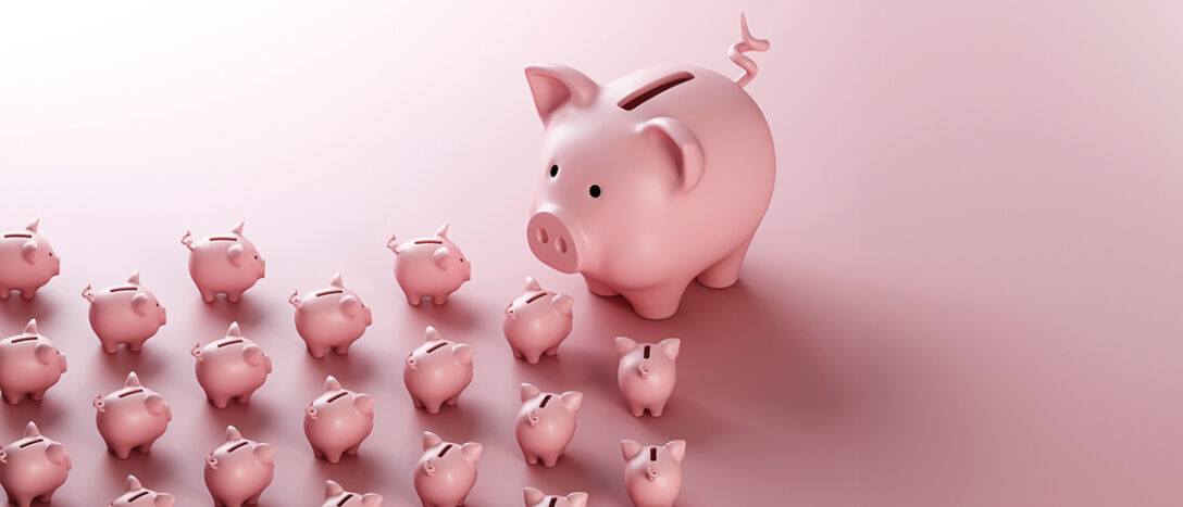 3D illustration of a large piggy bank
