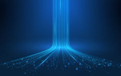 3D High Speed Light Trails. Digital Flow Vector Background. Big Data Technology Lines Fast Wireless Data Transmission. Information in Virtual Reality. 6g Vector Illustration. Artificial neural network