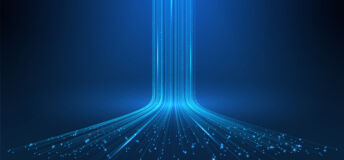 3D High Speed Light Trails. Digital Flow Vector Background. Big Data Technology Lines Fast Wireless Data Transmission. Information in Virtual Reality. 6g Vector Illustration. Artificial neural network