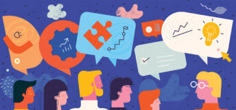 An illustration of a group of people talking