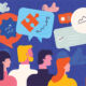 An illustration of a group of people talking