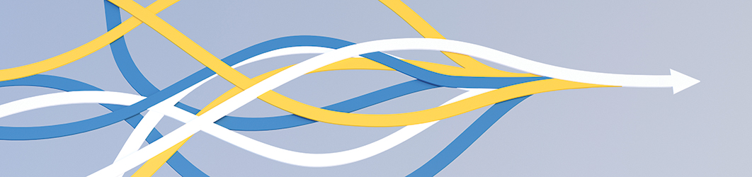 Abstract arrows merger blue yellow