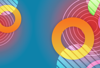 Overlapping circles and shapes in different colours
