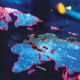 A digital screen shows a map