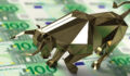 Financial Bull Market Concept with 100 Euro Banknotes. 3d Render