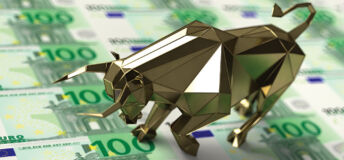 Financial Bull Market Concept with 100 Euro Banknotes. 3d Render