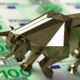 Financial Bull Market Concept with 100 Euro Banknotes. 3d Render