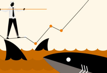 Sellers on an uncertain price discovery journey A man walks on a tightrope above shark infested waters