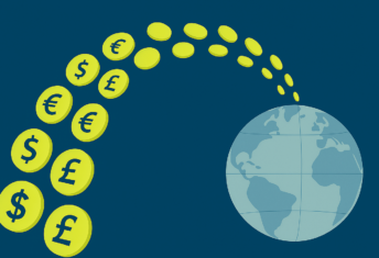 Private credit sharpens focus on climateโs missing middle Image of coins with different currencies going towards the Earth.