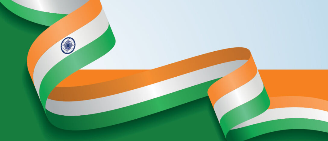 An illustration of the flag of India waving in the wind