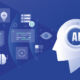 AI processing illustration with brain and various IT devices
