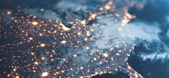 US satellite image at night