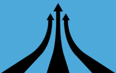 How fundraising is defying expectations Three black arrows heading up on a blue background