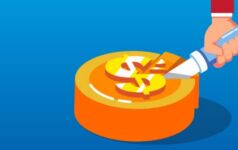 cutting money pie slices